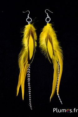 Boucles d'oreilles Wyandotte - longueur 13-16 cm  - jaune-naturel